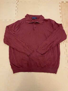 Paul Fredrick Burgundy Knit Polo XXL Silk Cashmere Blend